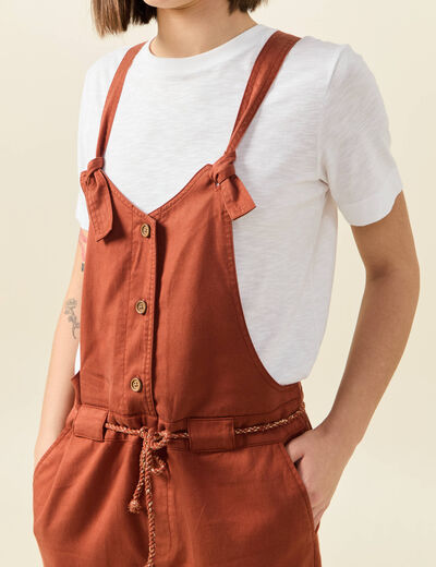Salopette fluide boutonnée rouge foncé femme