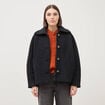 Manteau oversize court col tailleur noir femme