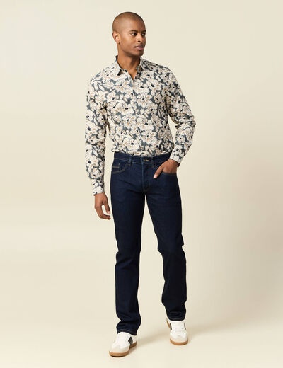 Chemise en coton manches longues beige homme