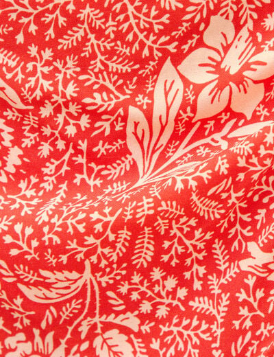 Jupe fluide doubl&eacute;e rouge corail femme