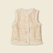 Veste su&eacute;dine sans manches creme femme