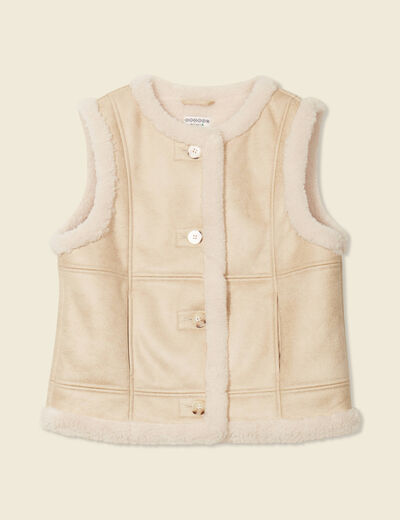 Veste suédine sans manches creme femme