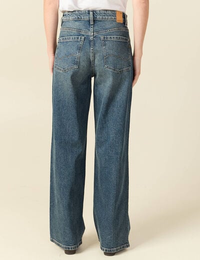 Jeans large taille haute bleu femme