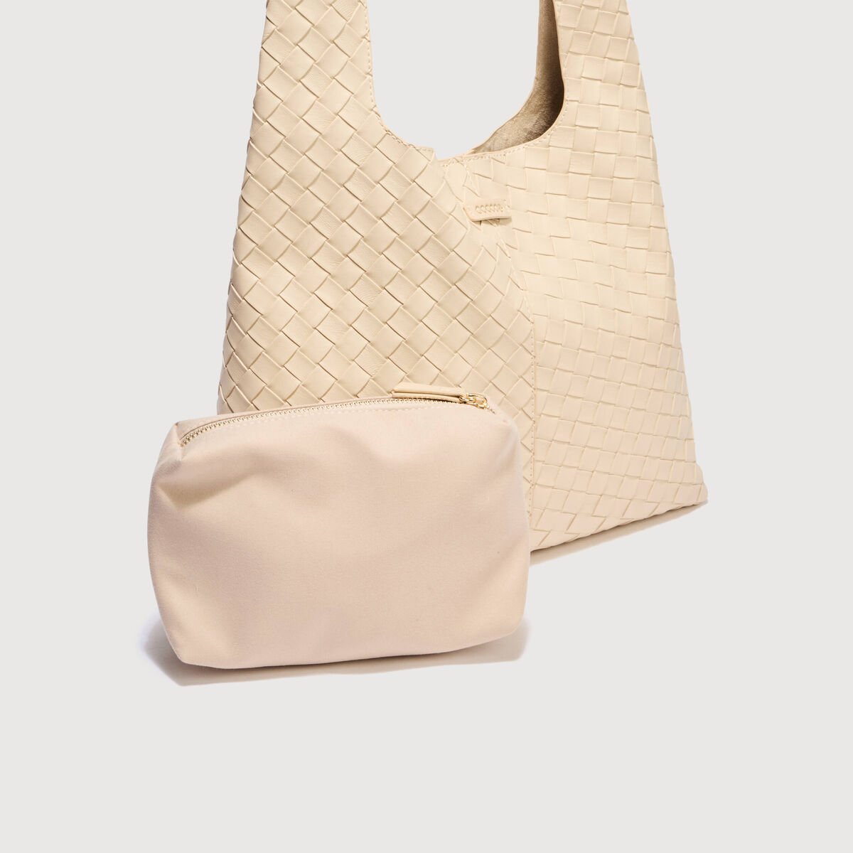 Sac bandouli&egrave;re tress&eacute; ivoire femme