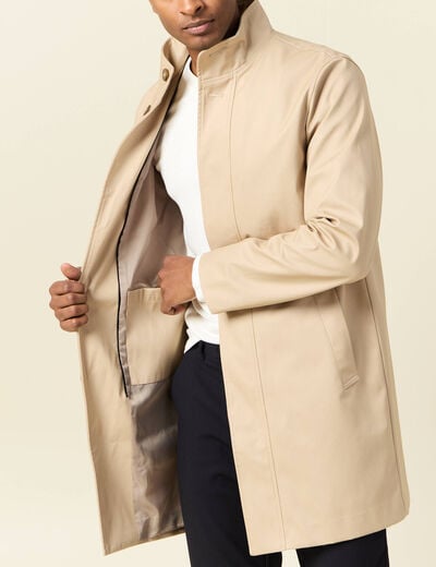 Trench mi-long col montant beige homme