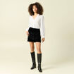 Blouse manches longues col tunisien blanc femme