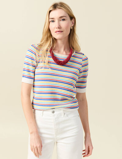 Pull manches courtes vert clair femme