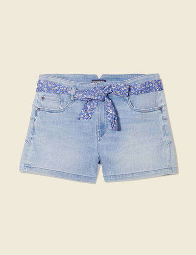 Short droit éco-responsable denim bleach femme