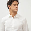 Chemise droite en coton manches longues ecru homme