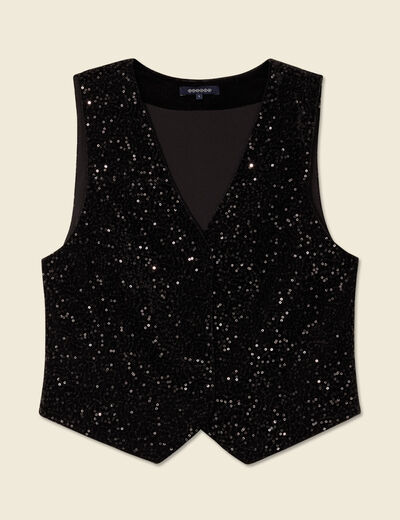 Débardeur sans manches sequins noir femme