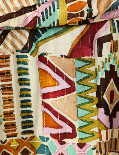 Jupe évasée taille smockée multicolore femme