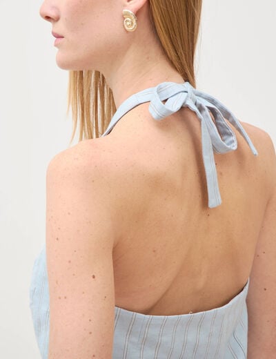Gilet sans manches col v bleu ciel femme