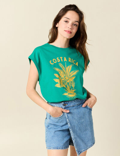 T-shirt éco-responsable vert turquoise femme