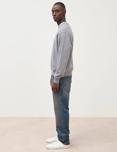 Sweat col rond manches longues gris homme