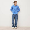 Pull manches longues col rond bleu violet homme