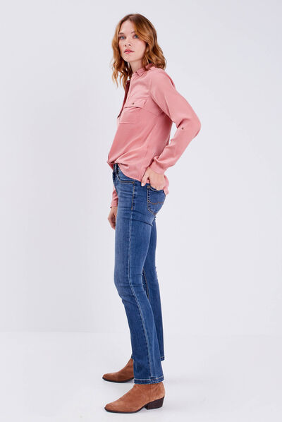 Chemise manches longues rose femme
