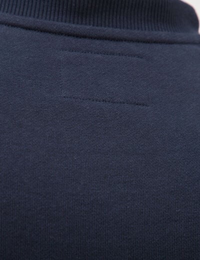 Sweat droit col rond en coton bleu marine homme