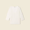 Pull ajour&eacute; col v manches 3/4 ecru femme