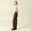 Pantalon taille haute similicuir prune femme