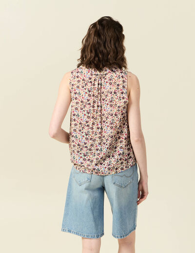 Blouse sans manches creme femme