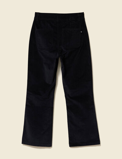 Pantalon bootcut cropped taille haute noir femme