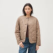 Veste oversize manches longues doubl&eacute;e taupe femme