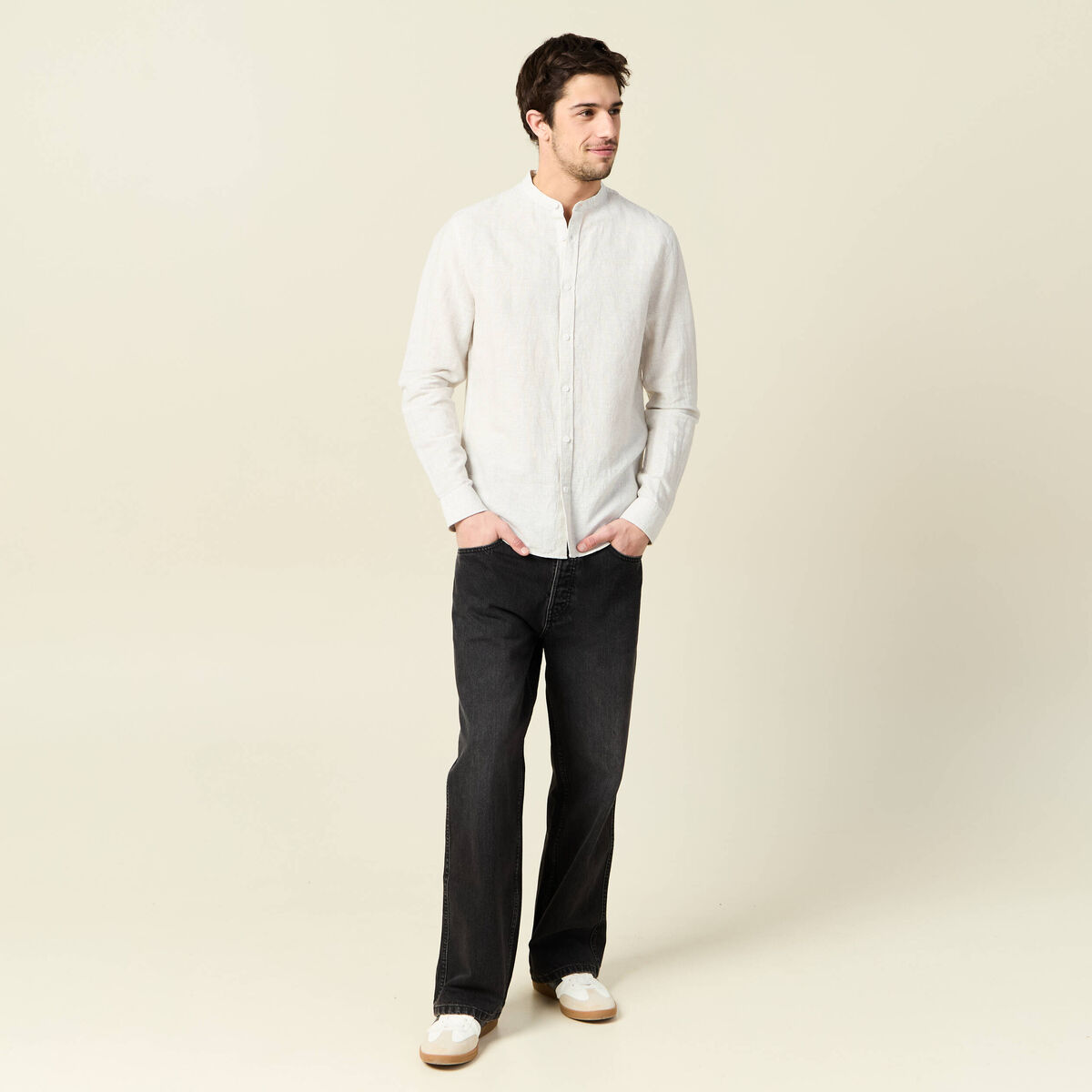 Chemise manches longues gris homme