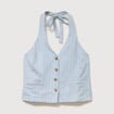 Gilet sans manches col v bleu ciel femme