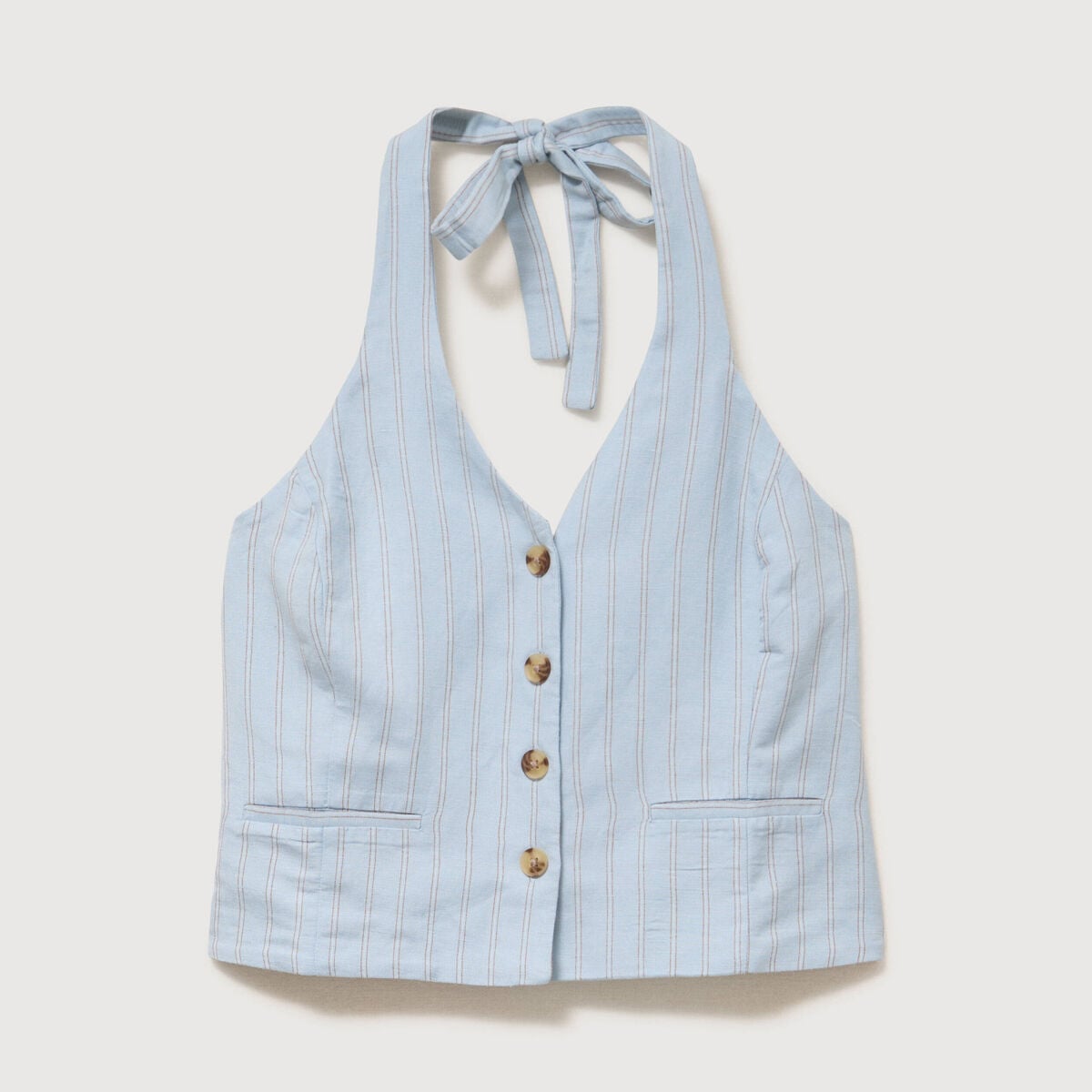 Gilet sans manches col v bleu ciel femme