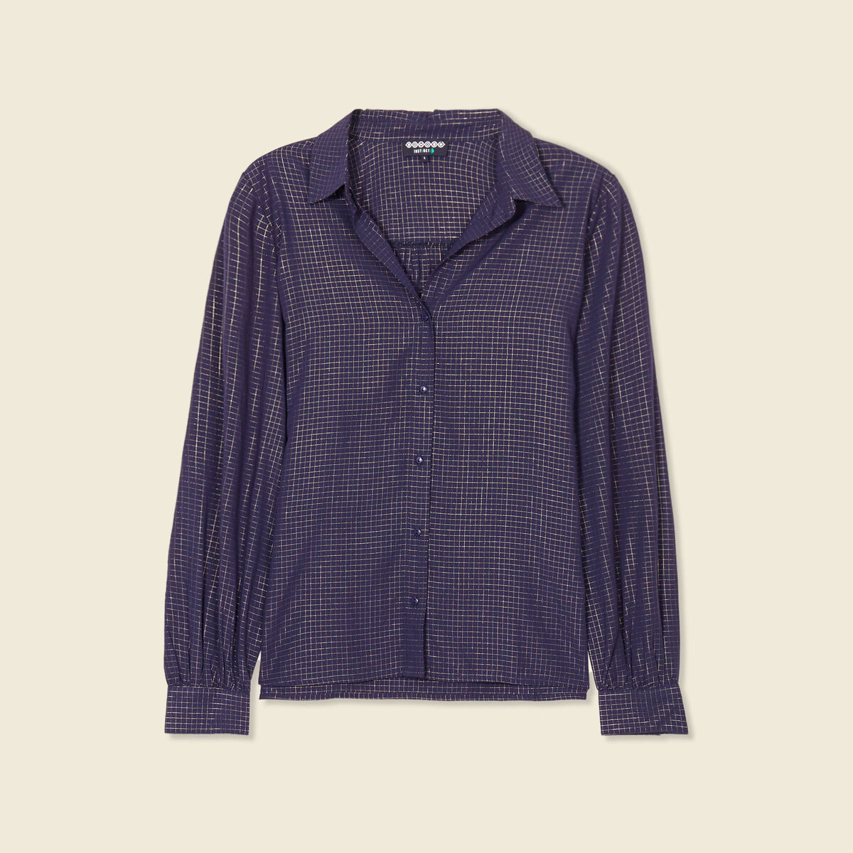 Chemise manches longues fluide bleu marine femme