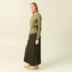 Pull manches longues col rond vert kaki femme