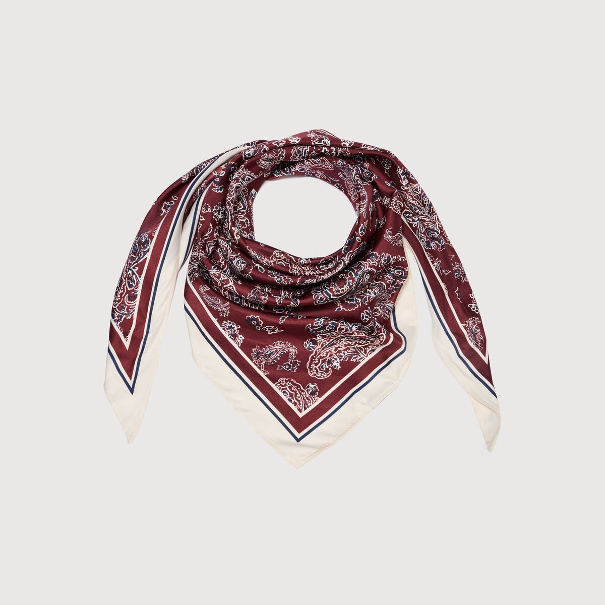 Foulard satin&eacute; bordeaux femme