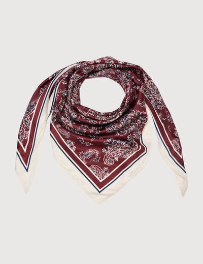 Foulard satin&eacute; bordeaux femme