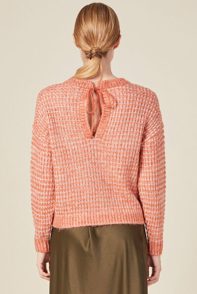 Pull manches longues rouge clair femme