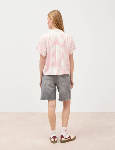 Chemise manches 3/4 rose pastel femme