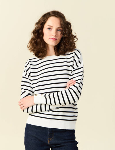 Pull manches longues ecru femme