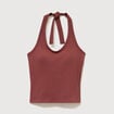 D&eacute;bardeur d&eacute;collet&eacute; brassi&egrave;re int&eacute;gr&eacute;e marron cognac femme