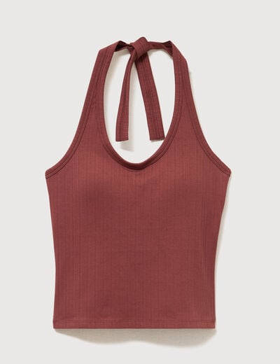 D&eacute;bardeur d&eacute;collet&eacute; brassi&egrave;re int&eacute;gr&eacute;e marron cognac femme