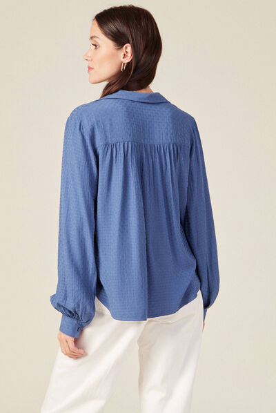 Blouse manches longues bleu ciel femme
