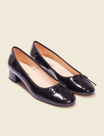 Ballerines vernies en cuir noir femme