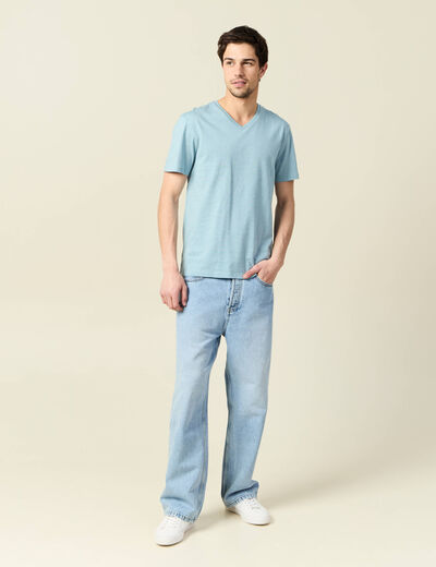 T-shirt manches courtes homme bleu pétrole homme