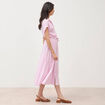 Robe longue &eacute;vas&eacute;e ceintur&eacute;e rose femme