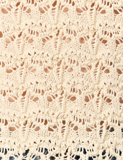Débardeur tricot ajouré creme femme