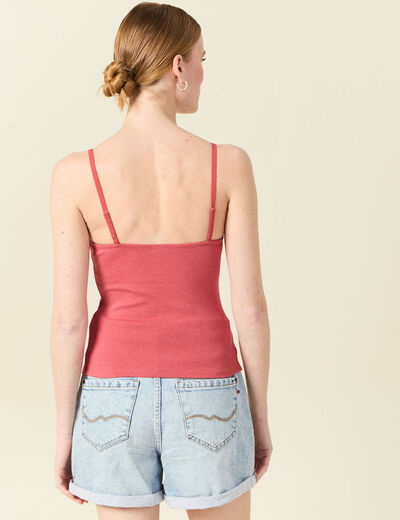 Bustier cropped à bretelles terracotta femme