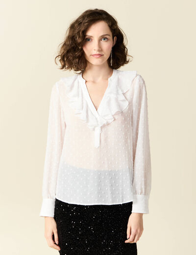 Blouse manches longues blanc femme