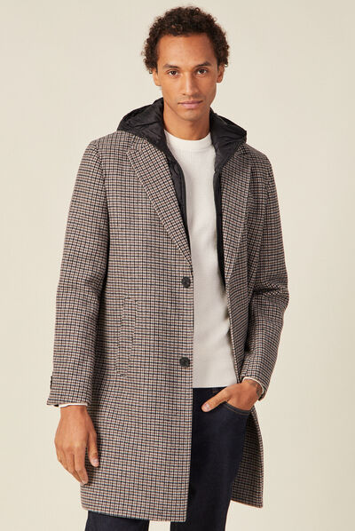 Manteau avec capuche amovible beige homme