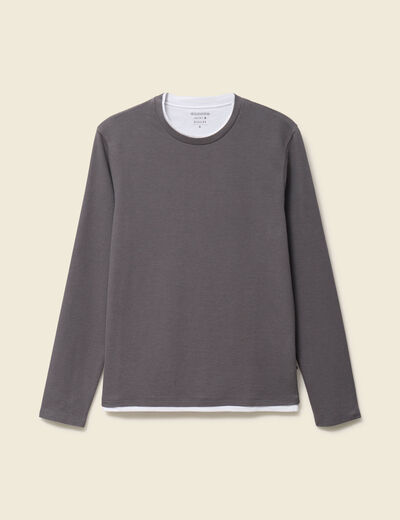 T-shirt manches longues gris fonc&eacute; homme