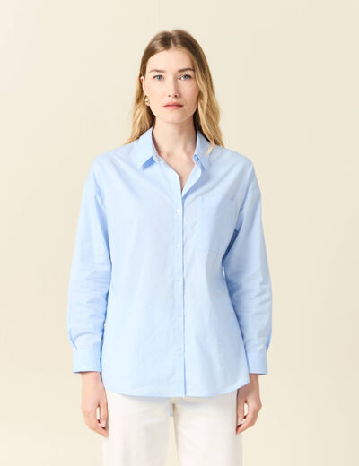 Chemise manches longues bleu ciel femme