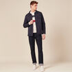 Pull fin ray&eacute; col rond manches longues ecru homme