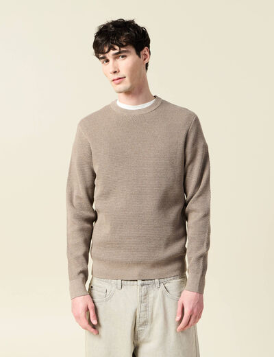 Pull droit manches longues vert kaki homme